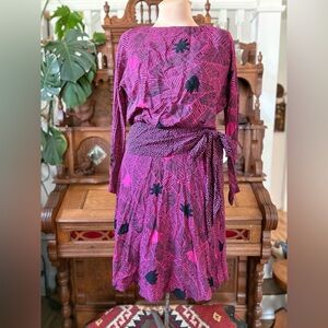 Saks Fifth Avenue Vintage Retro Long-Sleeve Midi Dress Size Small